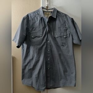 Coastal Blue Men's Charcoal Button Down Shirt